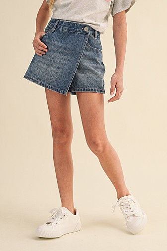 DENIM WRAP SKORT